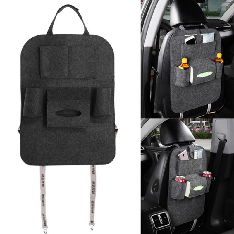 Auto Car Seat Back Hanging Multi-Pocket Storage Bag Organizer Holder Car Storage Box - Dark Grey