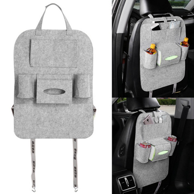 Auto Car Seat Back Hanging Multi-Pocket Storage Bag Organizer Holder Car Storage Box - Dark Grey