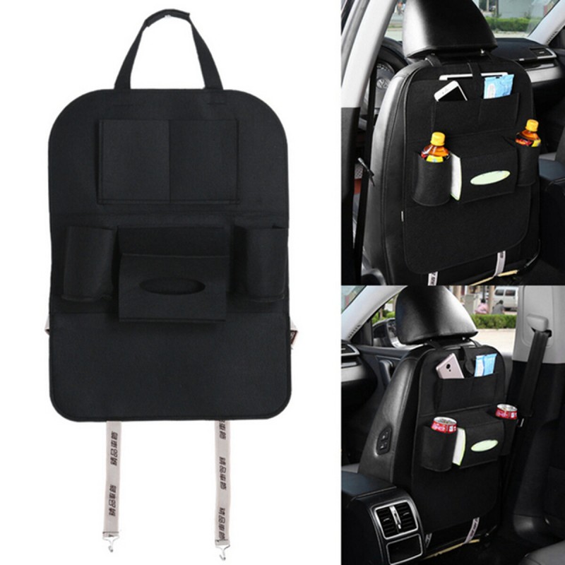 Auto Car Seat Back Hanging Multi-Pocket Storage Bag Organizer Holder Car Storage Box - Dark Grey