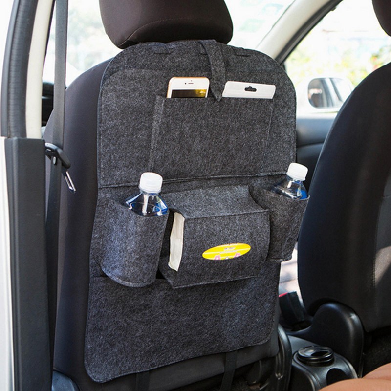 Auto Car Seat Back Hanging Multi-Pocket Storage Bag Organizer Holder Car Storage Box - Dark Grey