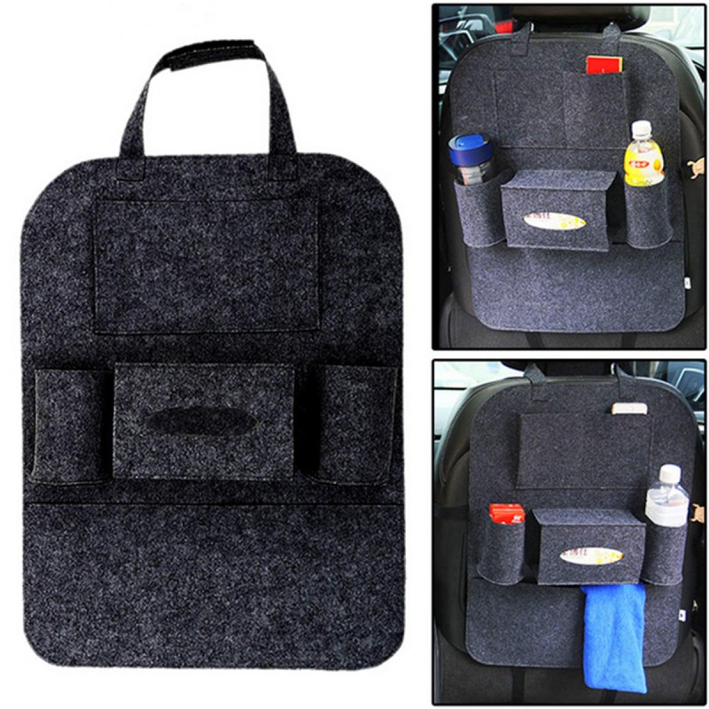 Auto Car Seat Back Hanging Multi-Pocket Storage Bag Organizer Holder Car Storage Box - Dark Grey