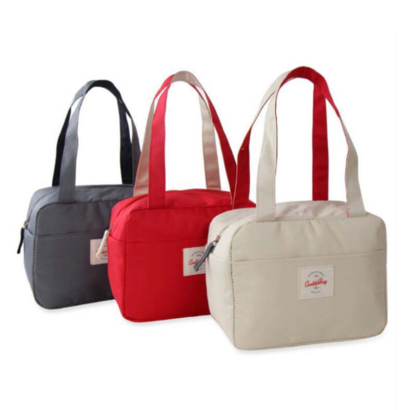 Tote Family Travel Picnic Drink Fruit Food Fresh Thermal Insulated Women Men Bento Lunch Box Bag - Beige