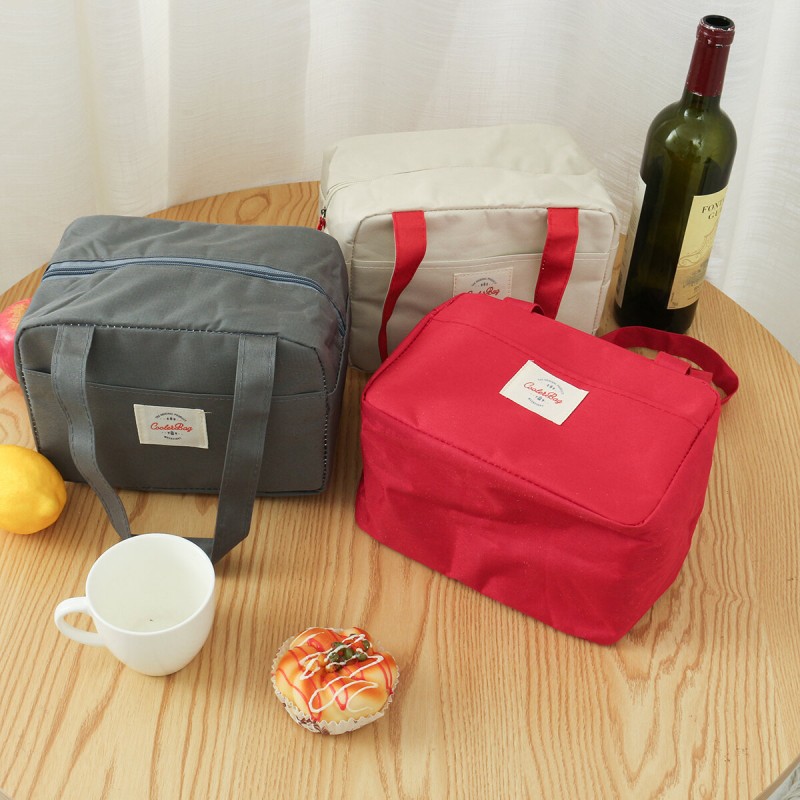 Tote Family Travel Picnic Drink Fruit Food Fresh Thermal Insulated Women Men Bento Lunch Box Bag - Beige