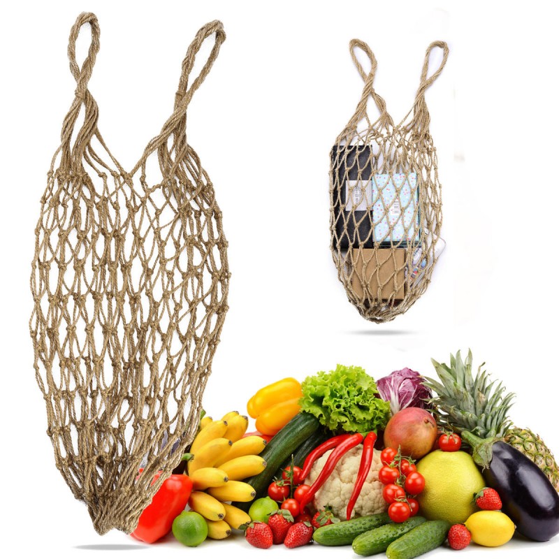 Mesh Jute String Net Shopping Short Handle Re-Usab...