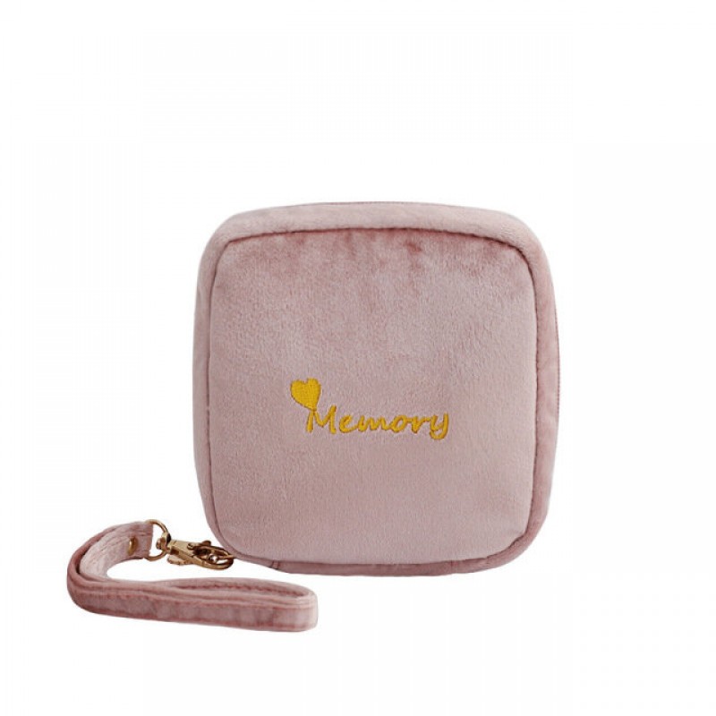Fashion Portable Velvet Cosmetic Bag Multifunction Makeup Bags Waterproof Mini Women Sanitary Bag - Start black