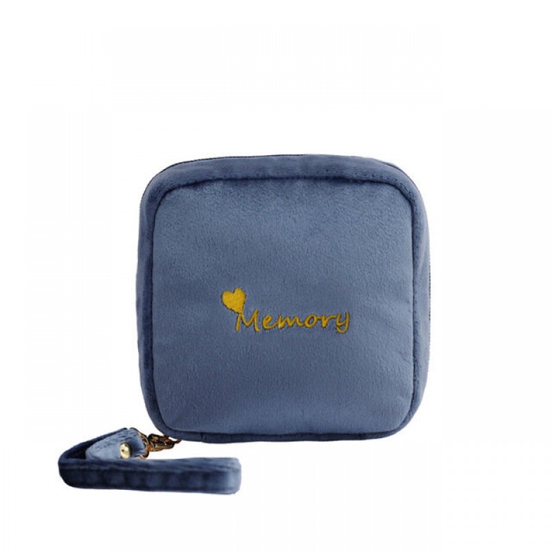 Fashion Portable Velvet Cosmetic Bag Multifunction Makeup Bags Waterproof Mini Women Sanitary Bag - Start black