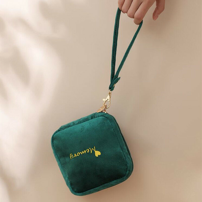Fashion Portable Velvet Cosmetic Bag Multifunction Makeup Bags Waterproof Mini Women Sanitary Bag - Start black