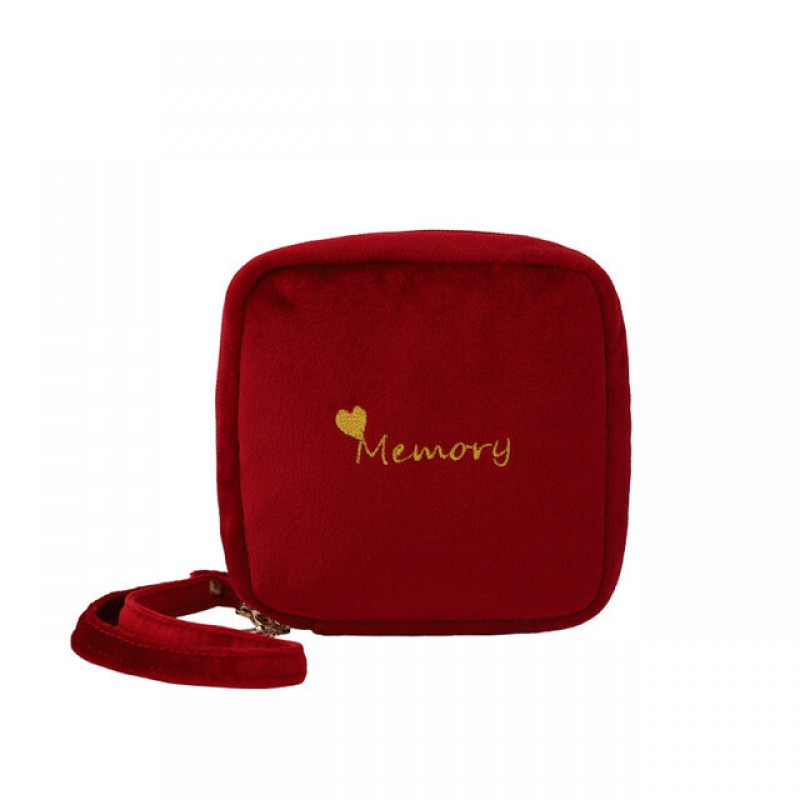 Fashion Portable Velvet Cosmetic Bag Multifunction Makeup Bags Waterproof Mini Women Sanitary Bag - Start black