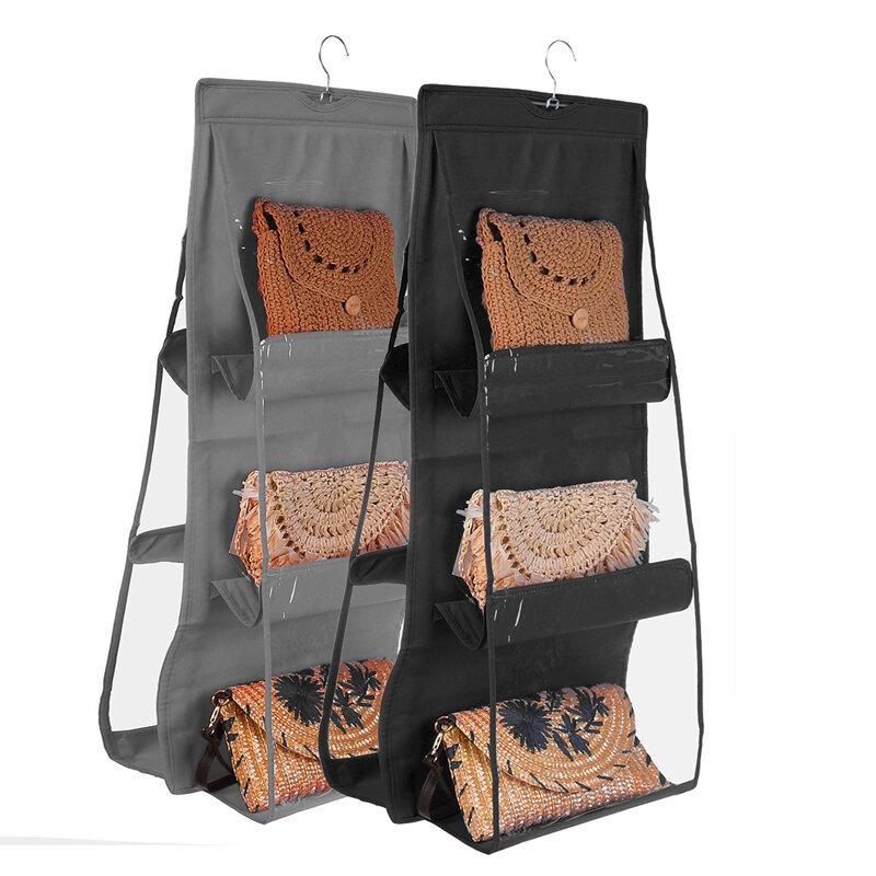 Double-sided Six-layer Hanging Handbag Closet Ward...