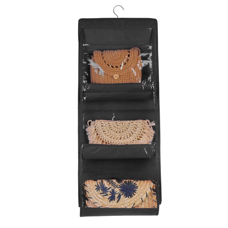 Double-sided Six-layer Hanging Handbag Closet Wardrobe Bag Storage Holder - Grey