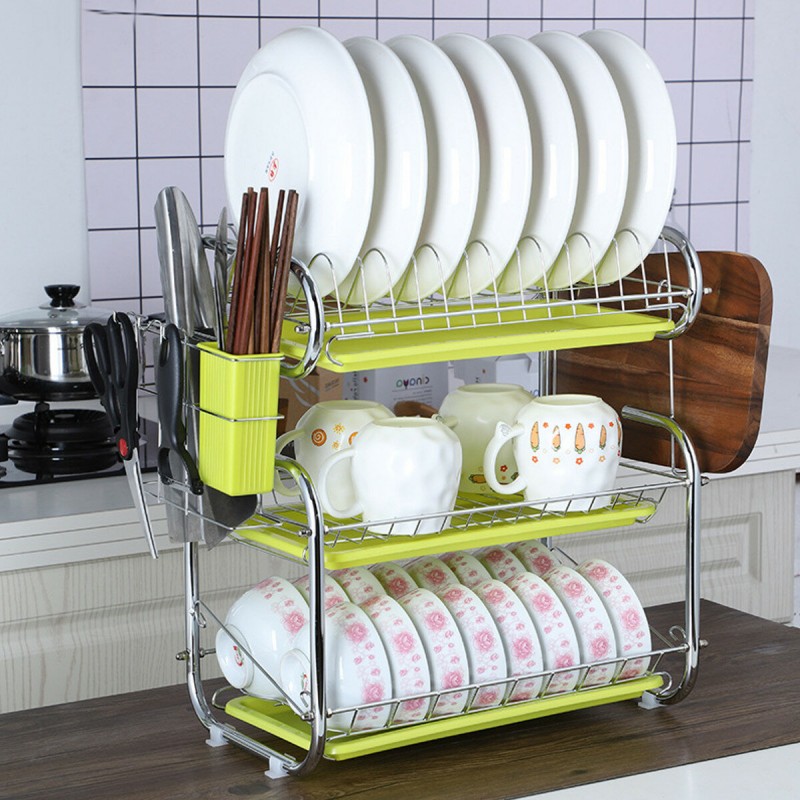 3 Tiers Kitchen Storage Dish Drainer Rack Cutlery ...