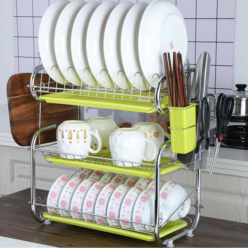 3 Tiers Kitchen Storage Dish Drainer Rack Cutlery ...