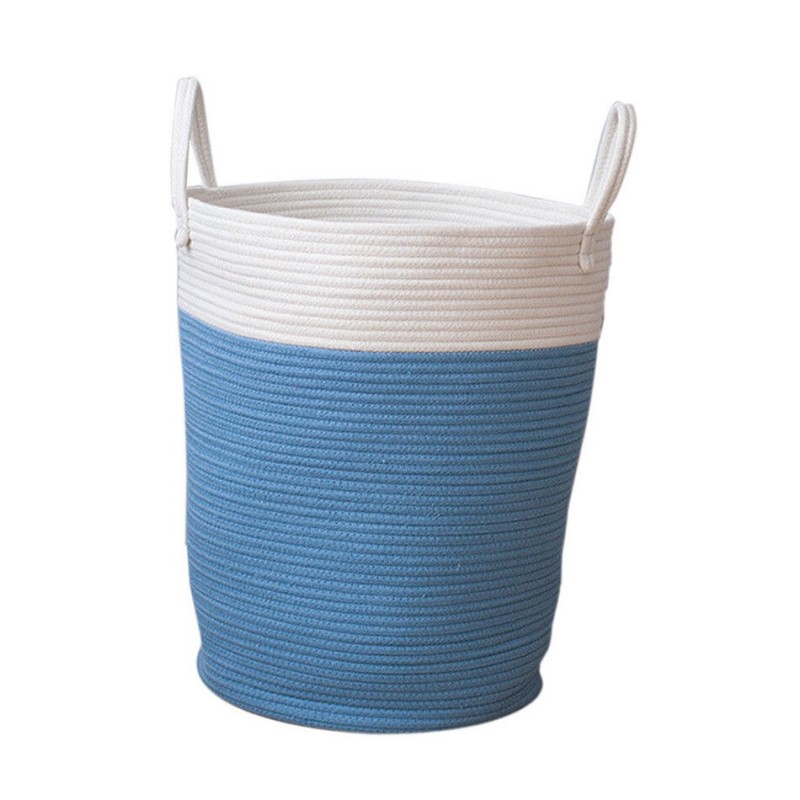 Cotton Rope Storage Basket Baby Laundry Basket Woven Baskets with Handle Bag - Pink S