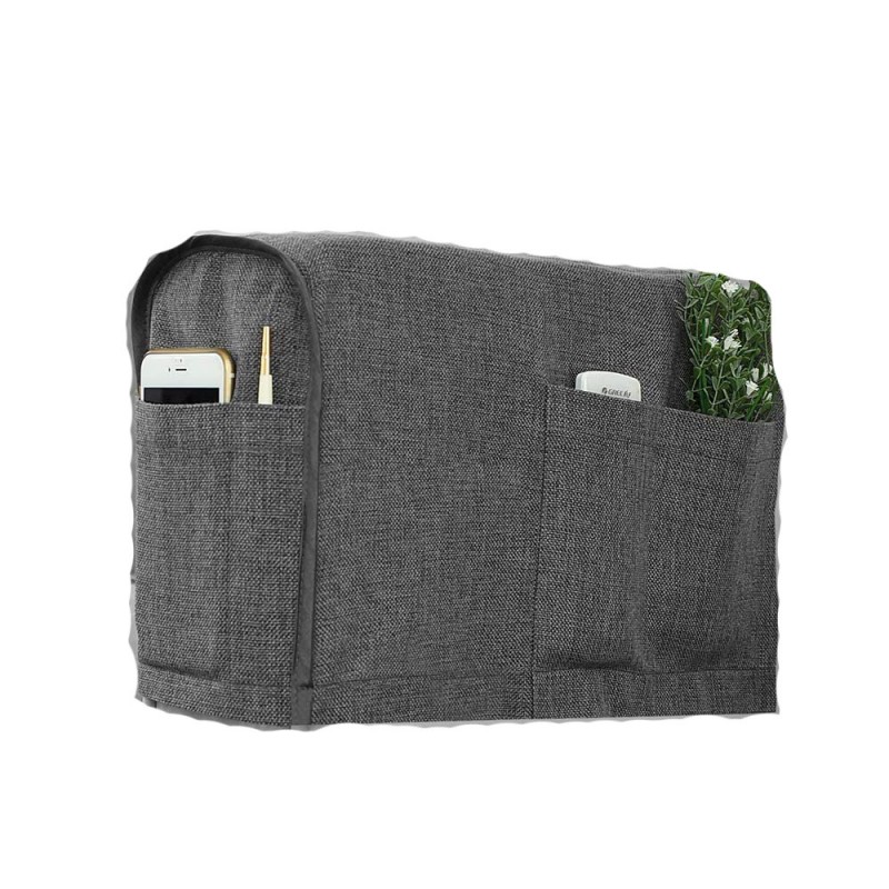 2Pcs/Set Armrest Cover W/ 6 Pockets Linen Anti-Slip Sofa Armrest Cover Protector - Beige