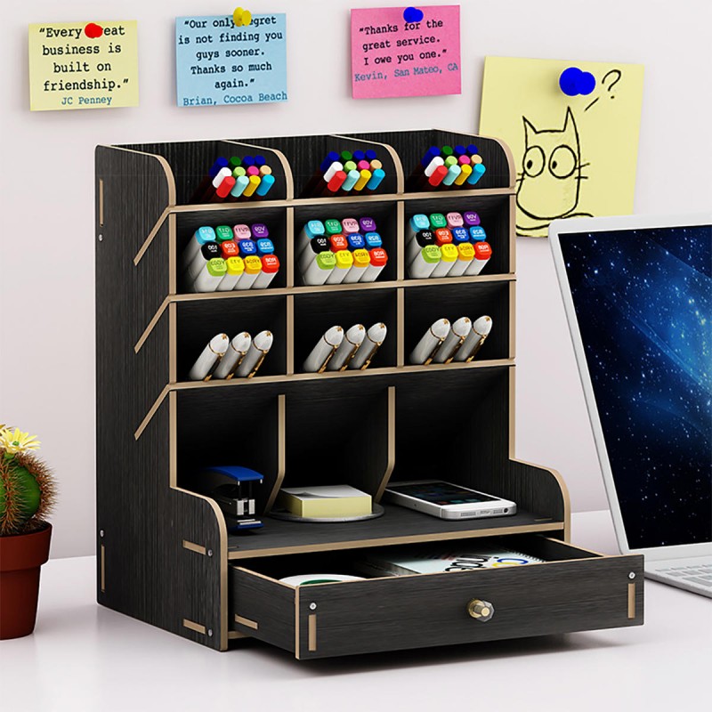 Pencil Pen Holder Storage Box Rack Desk Stationery...