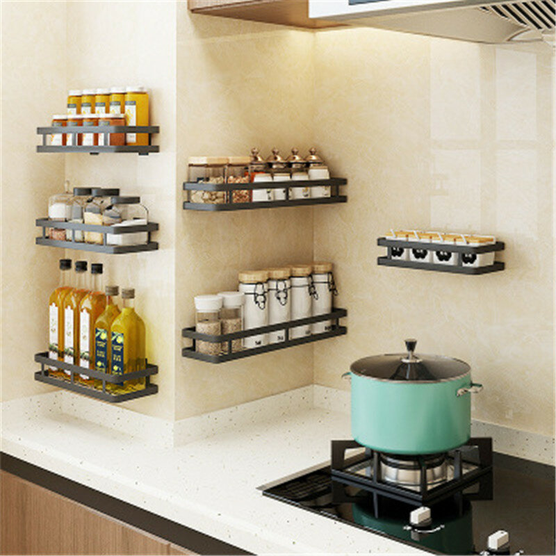 Kitchen Bathroom Rack Hanging Basket Black Stainless Steel Paint Storage Shelf Kitchen Storage Rack - 20