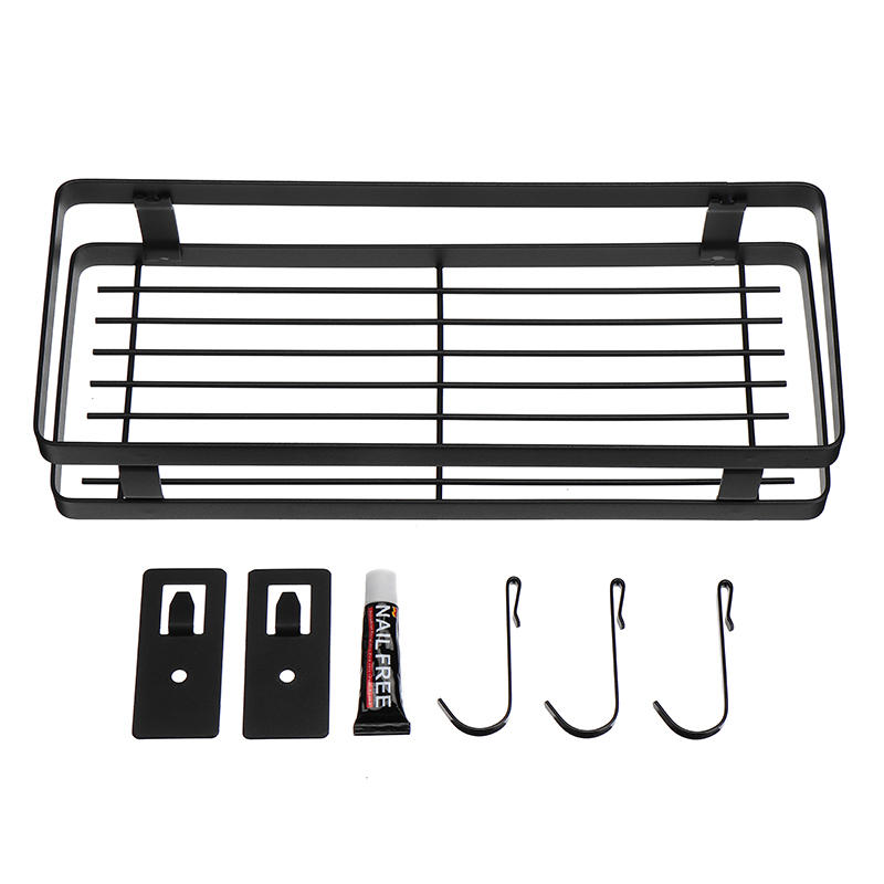 Kitchen Bathroom Rack Hanging Basket Black Stainless Steel Paint Storage Shelf Kitchen Storage Rack - 20