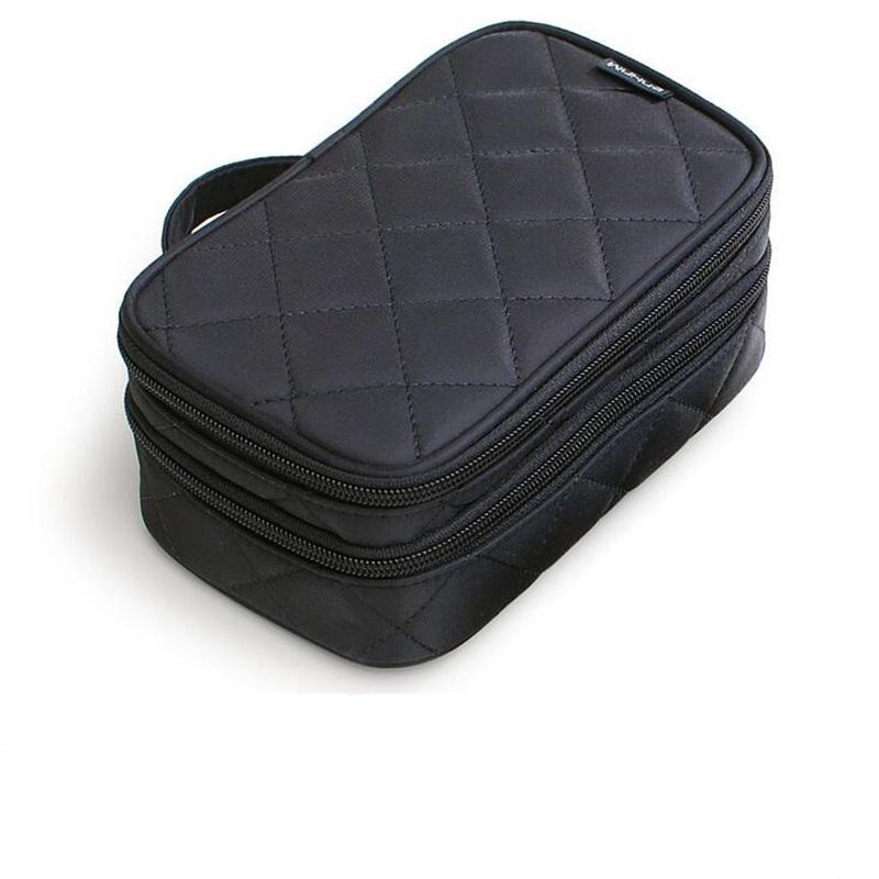 Double layer Nylon Lady's Cosmetic Bag Waterproof Make Up Handbag Tools Organizer Pouch Wash Toilet - Rose