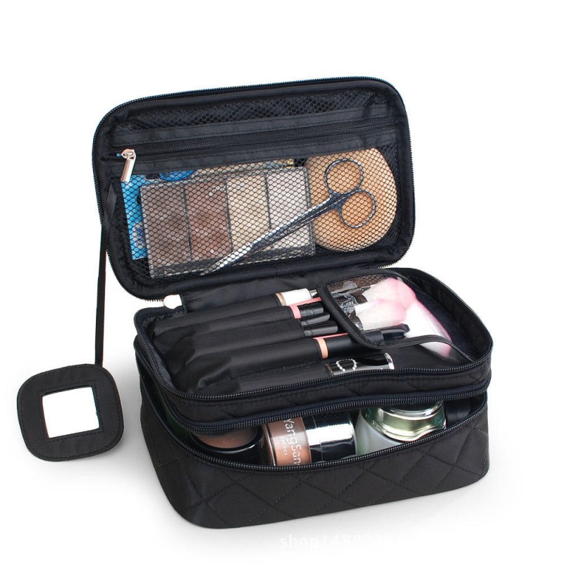 Double layer Nylon Lady's Cosmetic Bag Waterproof ...