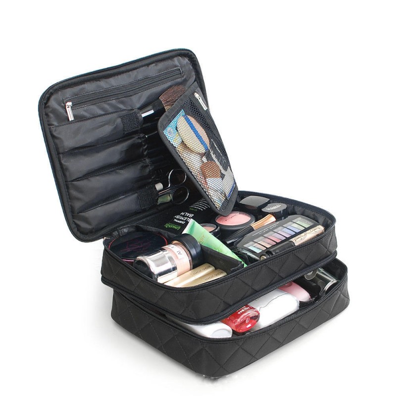 Double layer Nylon Lady's Cosmetic Bag Waterproof ...