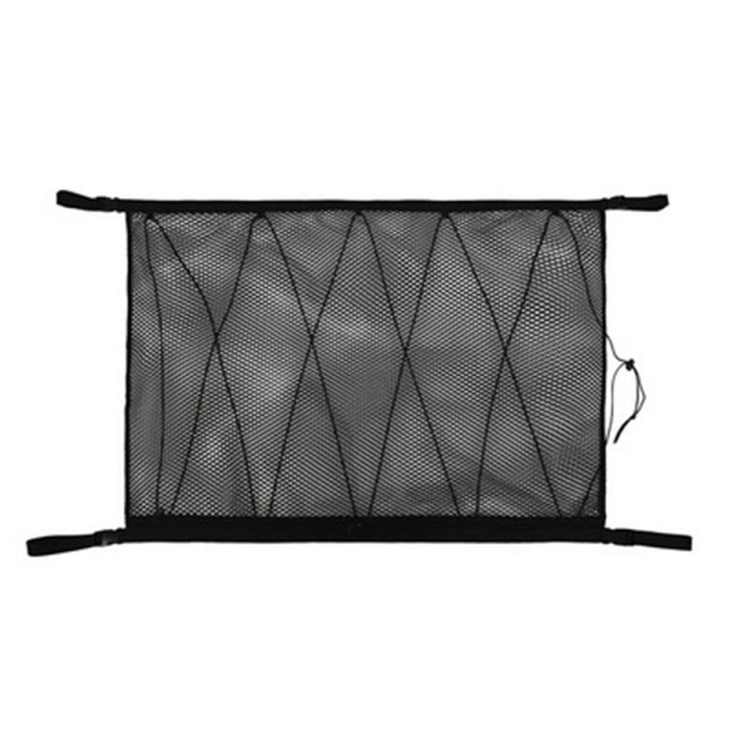 Car Ceiling Storage Net Pocket Universal Car Roof Interior Cargo Net Bag with Zipper Car Trunk Storage - Khaki