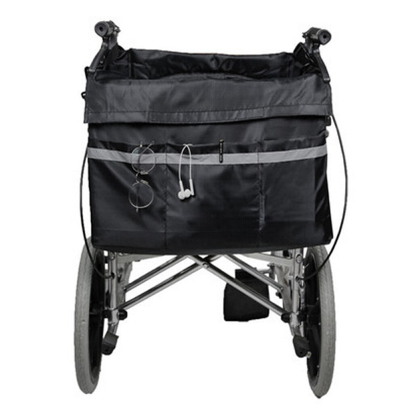 Multi-pocket Wheelchair Storage Pouch Shoulder Hanging Bag with Reflective Strip Wheelchair Storage Bag