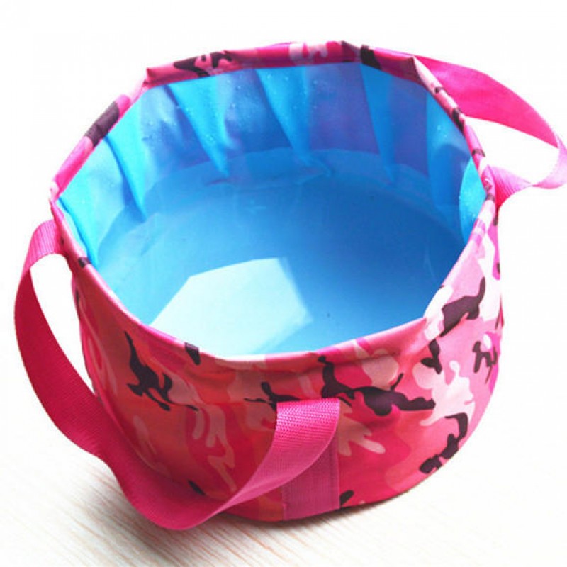 Travel Portable Folding Water Bucket Outdoor Camping Pinic Fishing Storage Basket Organizer - Rose