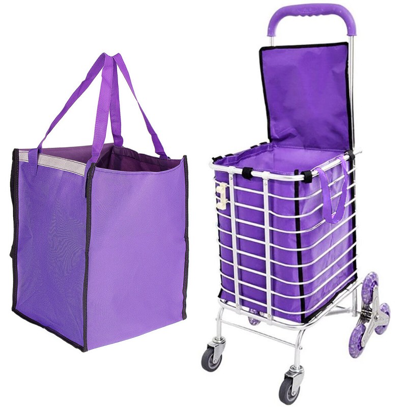 Shopping Cart Fabric Bag Portable Folding Oxford T...