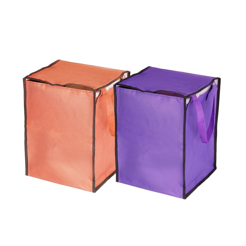 Shopping Cart Fabric Bag Portable Folding Oxford Trolley Rolling Bag Luggage - Orange