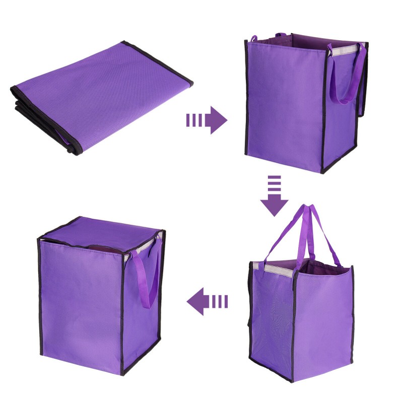 Shopping Cart Fabric Bag Portable Folding Oxford Trolley Rolling Bag Luggage - Orange