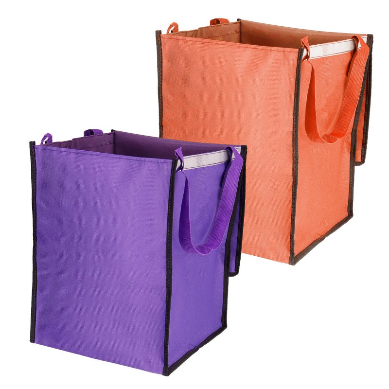 Shopping Cart Fabric Bag Portable Folding Oxford Trolley Rolling Bag Luggage - Orange