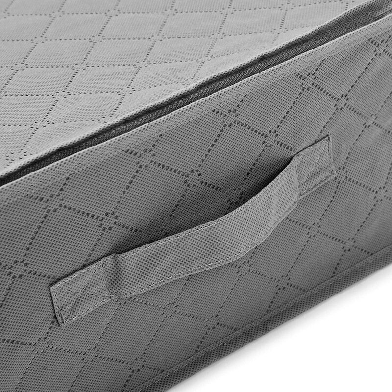 Five-Fold Folding Non-Woven Bed Storage Box Dustproof and Moisture-Proof Clothing Quilt Storage Bag - Grey