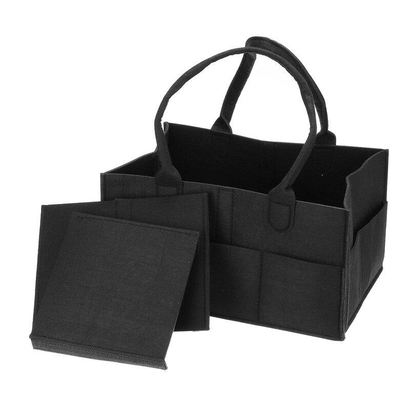 Felt Baby Diaper Caddy Nursery Storage Wipes Bag Nappy Organizer Container - Black