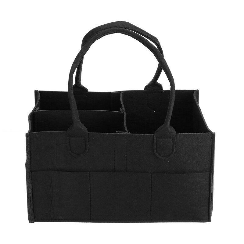 Felt Baby Diaper Caddy Nursery Storage Wipes Bag Nappy Organizer Container - Black