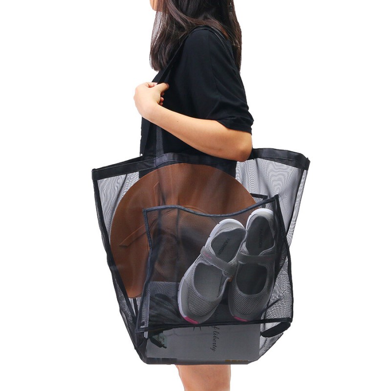 Mesh Beach Bag Toy Tote Bag Market Grocery &am...