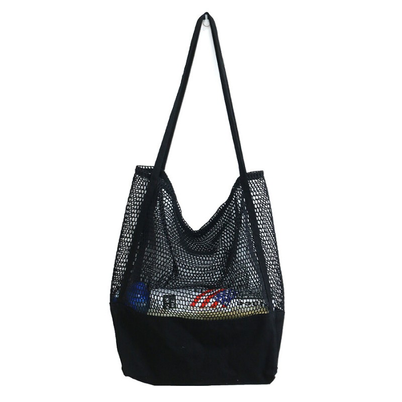 KC-0781 Large Shopping Storage Bag Durable Canvas Travel Beach Tote Shoulder Bag - White