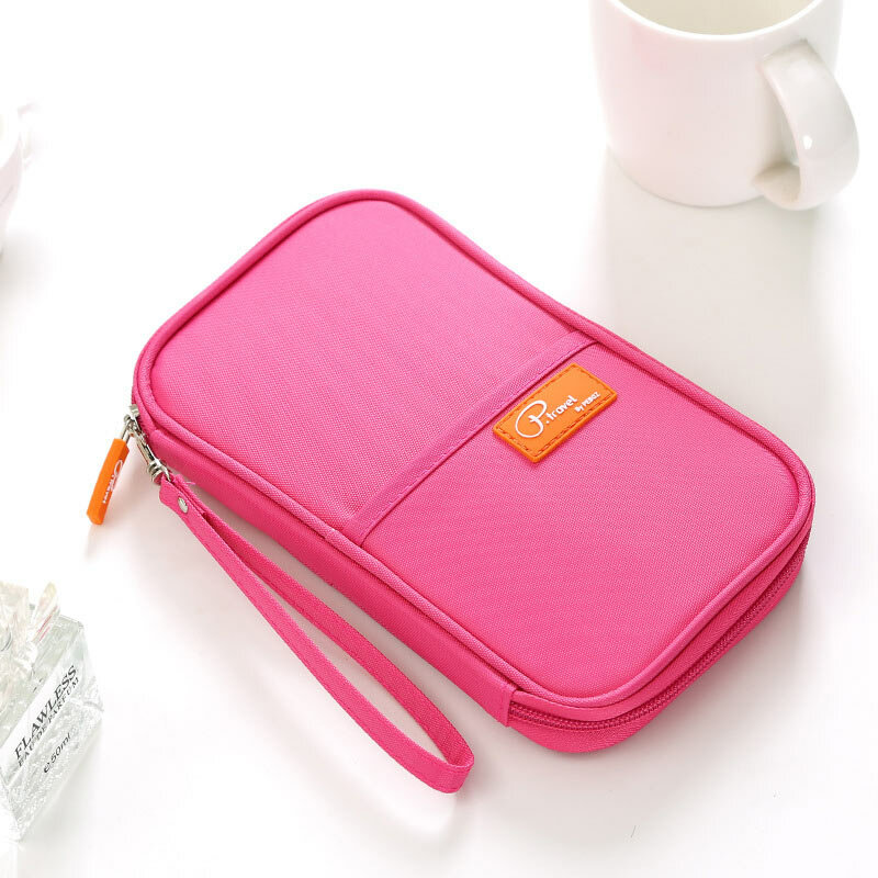 Travel Waterproof Card Bag Fashion Holder Card Pack Wallet Organizer Pocket Passport Documents Bag - Rose