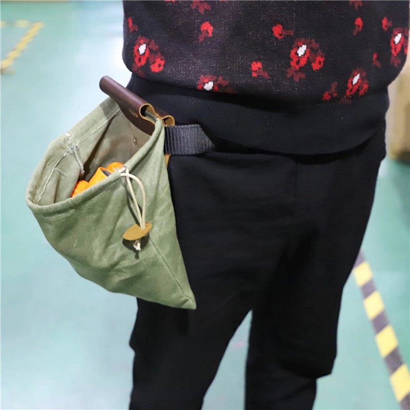 Foraging Bag Waist-Hanging Fruit Picking Bag Jungle Storage Bag for Hiking Bush Craft Sack Extra Belt Pocket - Green