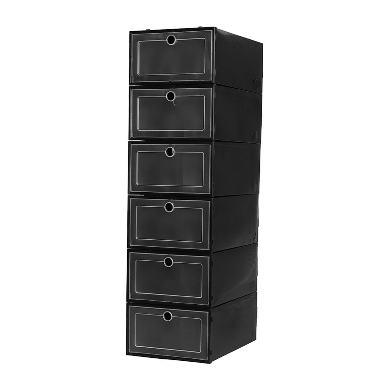 6PCS/SET Shoe Storage Box Dust-proof Dirt-proof Foldable Odor-free Drawer Container Washable Stackable Shoe Box - Macaron Gray M