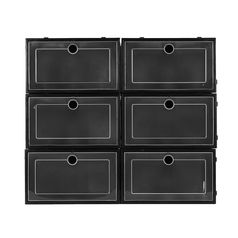 6PCS/SET Shoe Storage Box Dust-proof Dirt-proof Foldable Odor-free Drawer Container Washable Stackable Shoe Box - Macaron Gray M