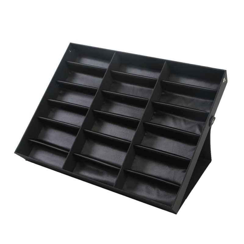 18 Grids Eyeglass Sunglasses Glasses Storage Display Box Grid Stand Case Box Holder -  Red