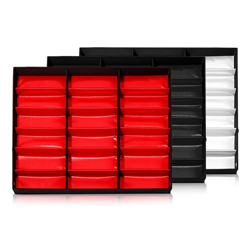 18 Grids Eyeglass Sunglasses Glasses Storage Display Box Grid Stand Case Box Holder -  Red