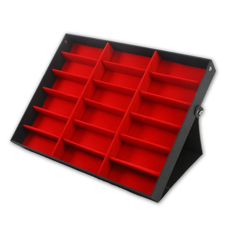 18 Grids Eyeglass Sunglasses Glasses Storage Display Box Grid Stand Case Box Holder -  Red