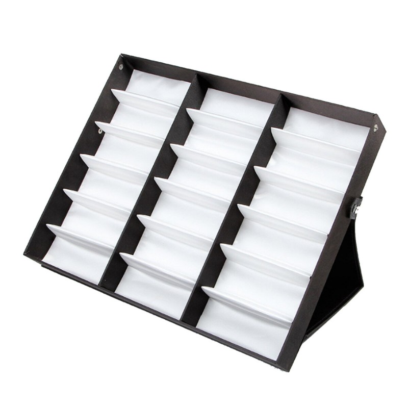 18 Grids Eyeglass Sunglasses Glasses Storage Display Box Grid Stand Case Box Holder -  Red