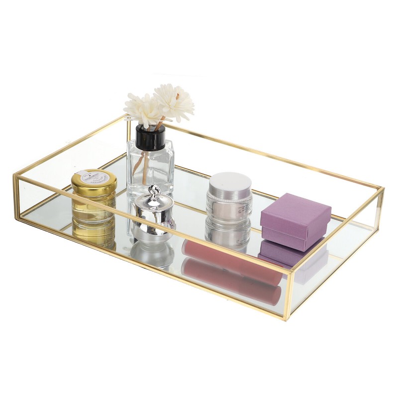 Rectangular Glass Storage Tray Durable Not Easy to Rust Glass Pastry Fruit Tray Non-slip Jewelry Storage Box - Large 30*20*5.5