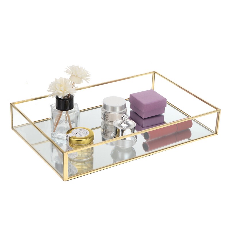 Rectangular Glass Storage Tray Durable Not Easy to Rust Glass Pastry Fruit Tray Non-slip Jewelry Storage Box - Large 30*20*5.5