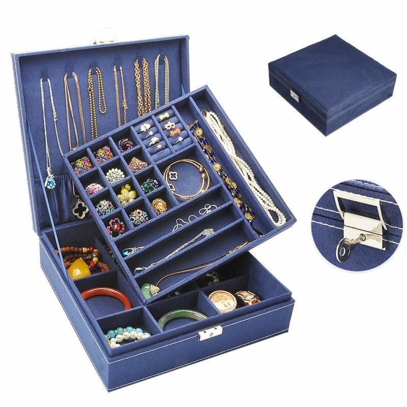 Multi-function Vintage Jewelry Box Organizers Two-...