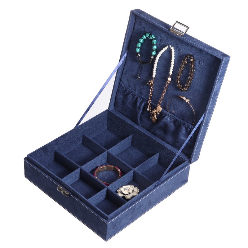 Multi-function Vintage Jewelry Box Organizers Two-layer Lockable Jewelry Display Storage Case - Black