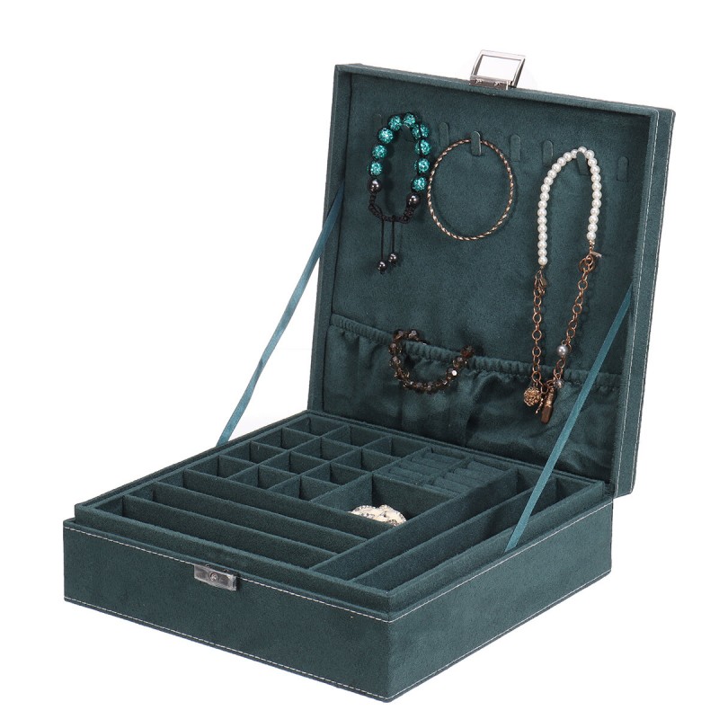 Multi-function Vintage Jewelry Box Organizers Two-layer Lockable Jewelry Display Storage Case - Black