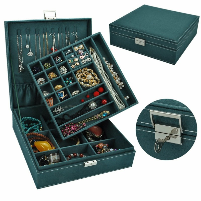 Multi-function Vintage Jewelry Box Organizers Two-...